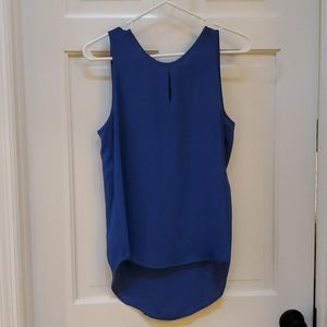 Blue Sleeveless Blouse with Keyhole Detail